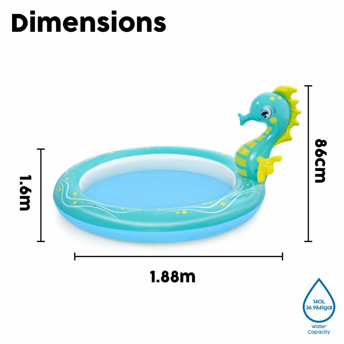 Bestway Inflatable Paddling Pool For Children Bestway Sea Horse 188 X 160 X 86 Cm