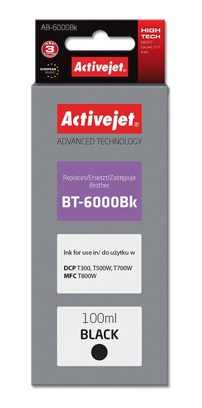 Activejet Ink AB-6000BK (reemplazo Brother BT-6000BK - Supreme - 100ML - Black