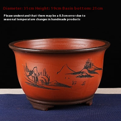 Ceramic Zisha Orchid Bonsai Flower Pot With Tray