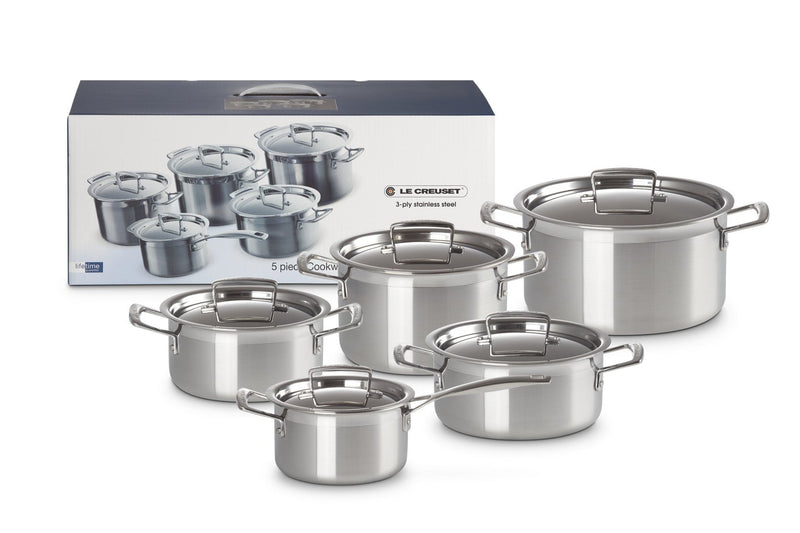 Le Creuset Battery Kitchen With Covers a Medida, 10 Pieces 3 Ollas, 1 Cacerola, 1 Saucepan