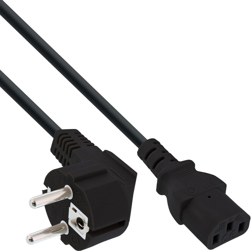 Inline Pack 25 Pcs. Pack Bulk-pack ® Power Cable CEE7/7 Angled a IEC-C13, Black, H05VV-F, 2.5M