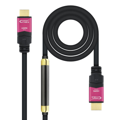 Nanocable HDMI Cable V2.0 Male With Repetidor a HDMI V2.0 Male 30M - 4K@60HZ 18Gbps - High Speed - Black/Pink — image 1