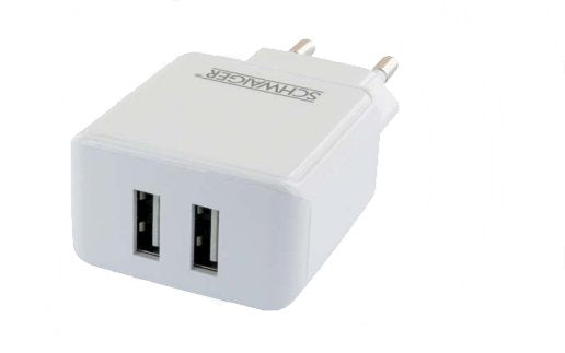Schwaiger 230V Plug Wall 2x USB 2.4A White