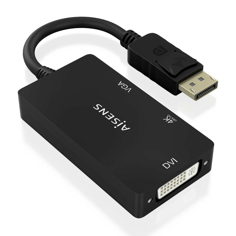 Aisens Converter DisplayPort V1.2A VGA/DVI/Hdmi, DP 1.2/M-VGA/H-DVI/H-hdmi/H 4K, Black 15CM
