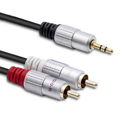 Qoltec 52340 Cable 2XRCA Mini Jack 3.5MM Male 2M Black — image 1