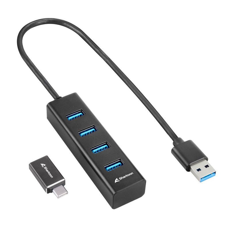 Sharkoon 4-PORT USB 3.2 Gen 1 Aluminium Hub, USB Hub 4044951037582