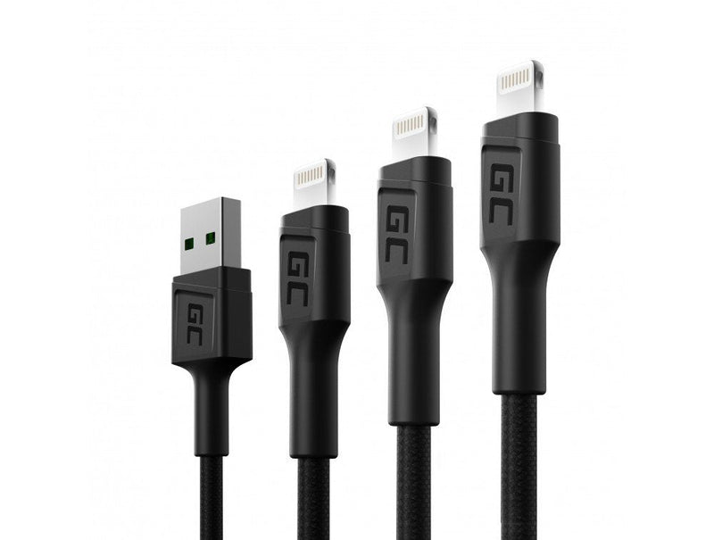 Green Cell 3X Cable Gc Ray USB - Lightning 30CM 120CM 200CM White LED Backlight