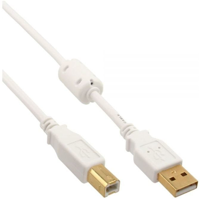 Inline Cable USB 2.0 Type a B White / Gold Ferrita 2M
