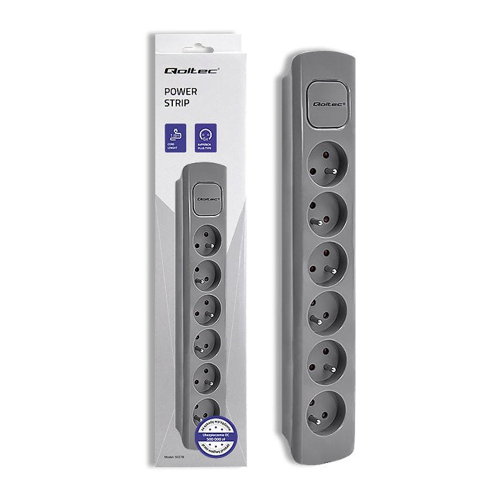 Qoltec Power Strip 50277 Power Strip 6 Sockets 1.8M Grey