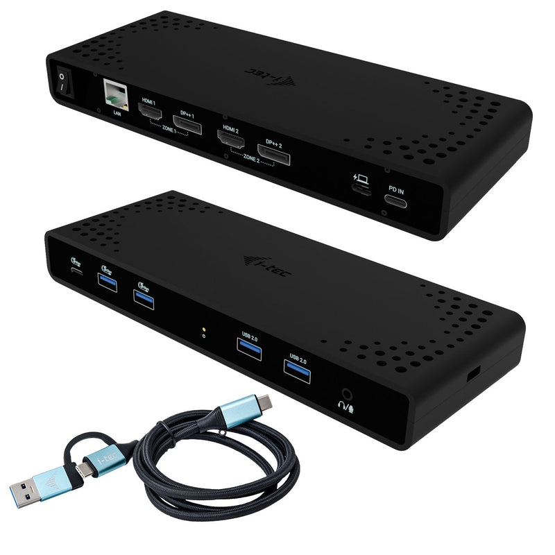 I-tec Universal Dual 4K Display Docking Station 2XDP 2x HDMI LAN Audio Power Delivery 85W