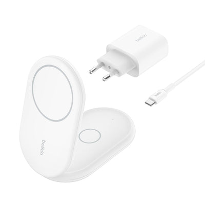 Belkin Base Charging Wireless 2 1 WIZ028VFWH Magnetica QI2 15W Foldable White — image 1