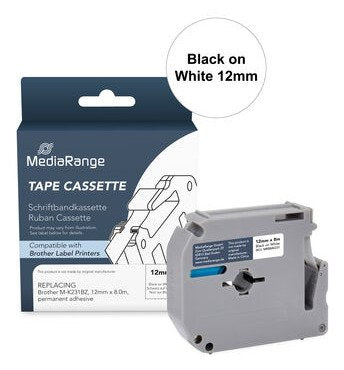 Mediarange Tape Labeller Brother M-K231BZ 12MM, 8M Sw/Ws