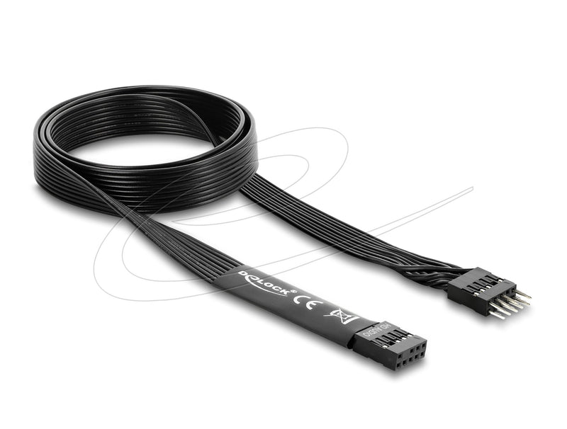 Delock HD Audio Cable Flat Mainboard Cable Alargador 9 Pin Connector Male Poste a Connector Female Poste 70CM
