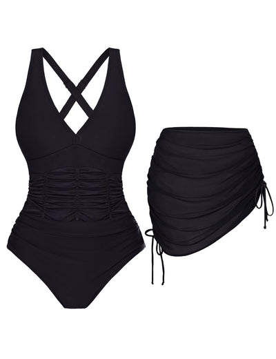 European And American One-piece Swimsuits With Mesh Cutouts