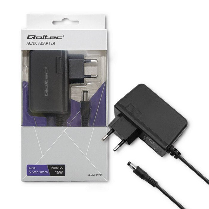 Qoltec 50773 Plug-in Power Supply 15W 5V 3A 5.5X2.1