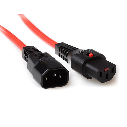 Powercord C13 IEC Lock - C14 Red 1.5M, PC1476