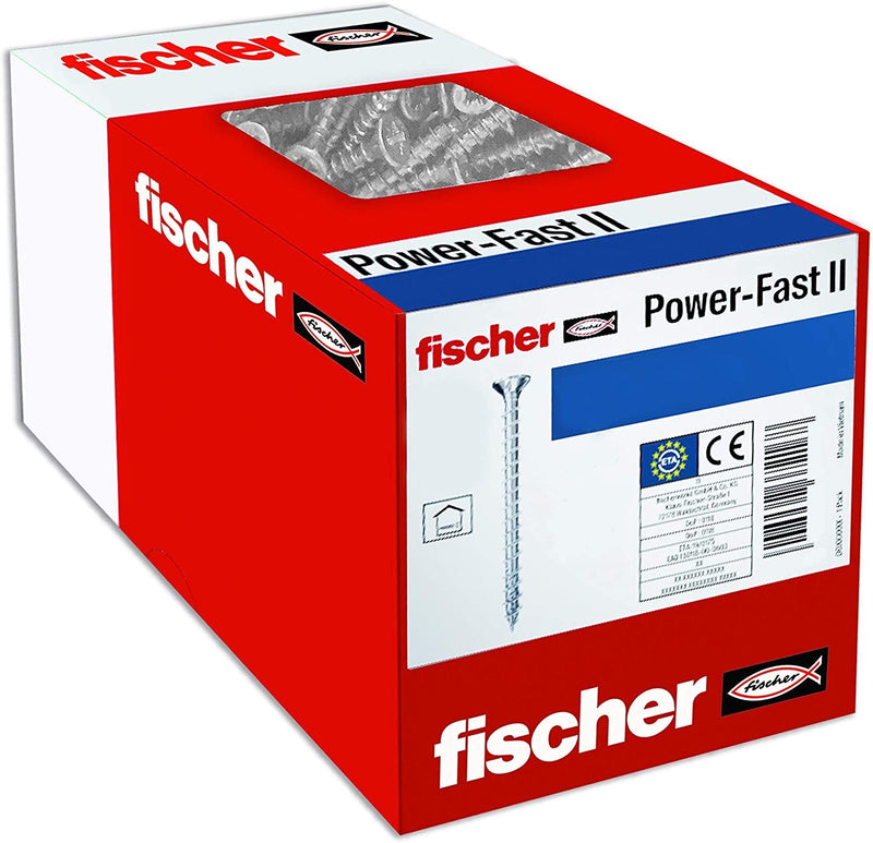 Fischer Tornillo Aglomerado Power-fast Ii 4,5X40 Cabeza Avellanada Tx 200 Piezas Rosca Completo Galvanizado 67026