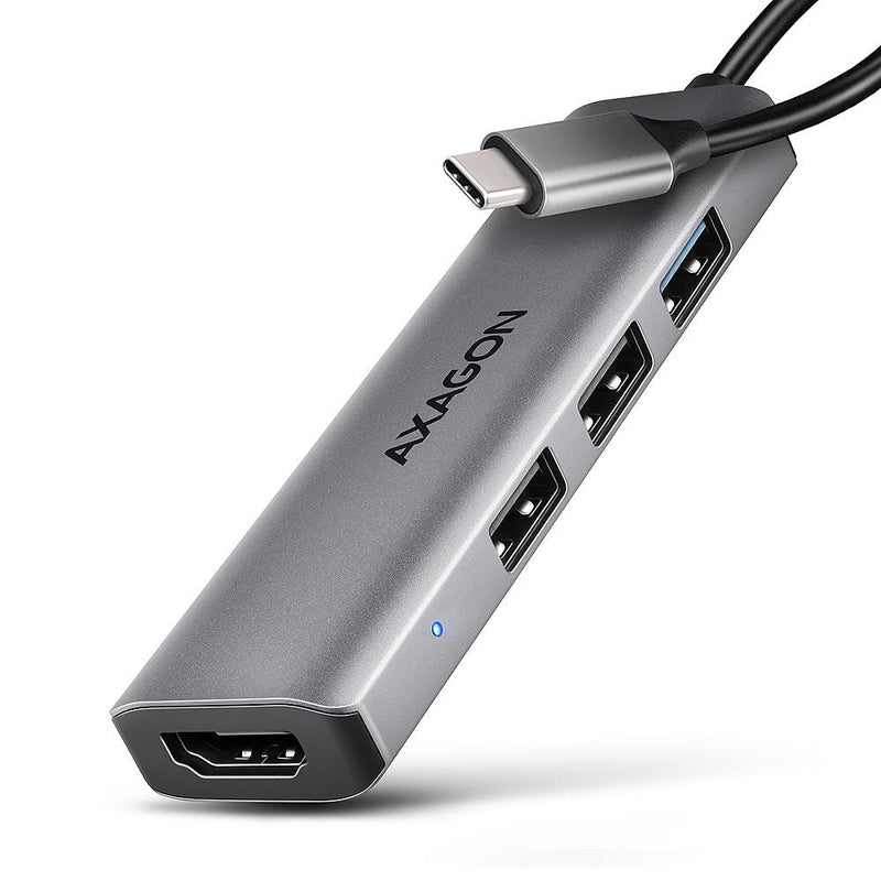 HMC-H3A Wieloportowy Hub USB 4IN1, 5Gbps, 3x USB-A (2x USB 2.0, 1x USB 3.0) + HDMI 4K/30HZ, Metal 15CM USB-C C