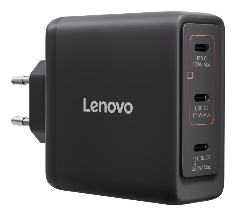 Lenovo Multi-port USB-C 100W GaN-cargador Power Supply Black Incl. USB-C Cable (1,8M)