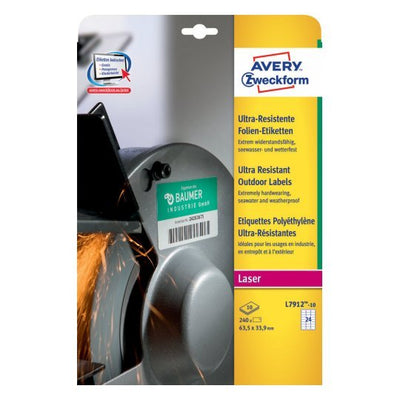 Avery L7912-10 Label Self-adhesive White Rectángulo Redondeado Permanente 240 Pieces — image 1