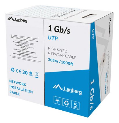 Lanberg Bobina Cable RJ45 CAT.6 UTP AWG23 305M Grey LCU6-10CC-0305-S