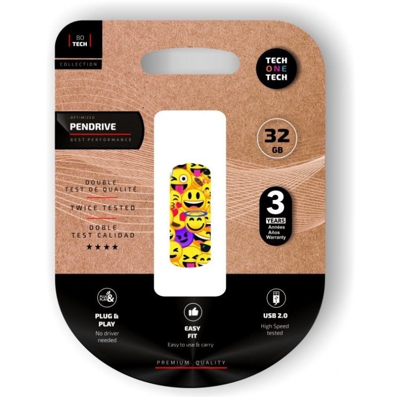 Tech One Tech USB Flash Drive 32GB Emoji Collage USB 2.0