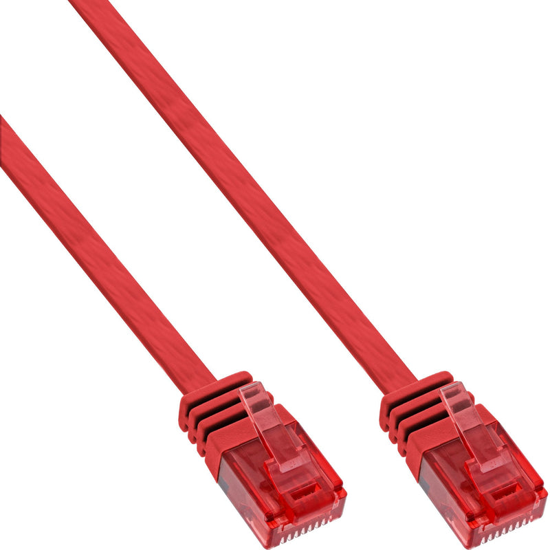 Inline Flat Ultraslim Network Cable U/UTP CAT.6 Gigabit Ready Red 0.5M