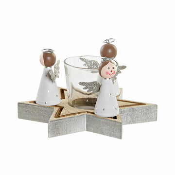 Christmas Candle Holder DKD Home Decor Crystal Wood (17 x 17 x 9 cm)