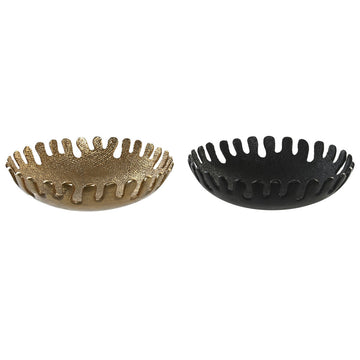 Centerpiece DKD Home Decor Black Golden Aluminium 32 x 32 x 9 cm (2 Units)