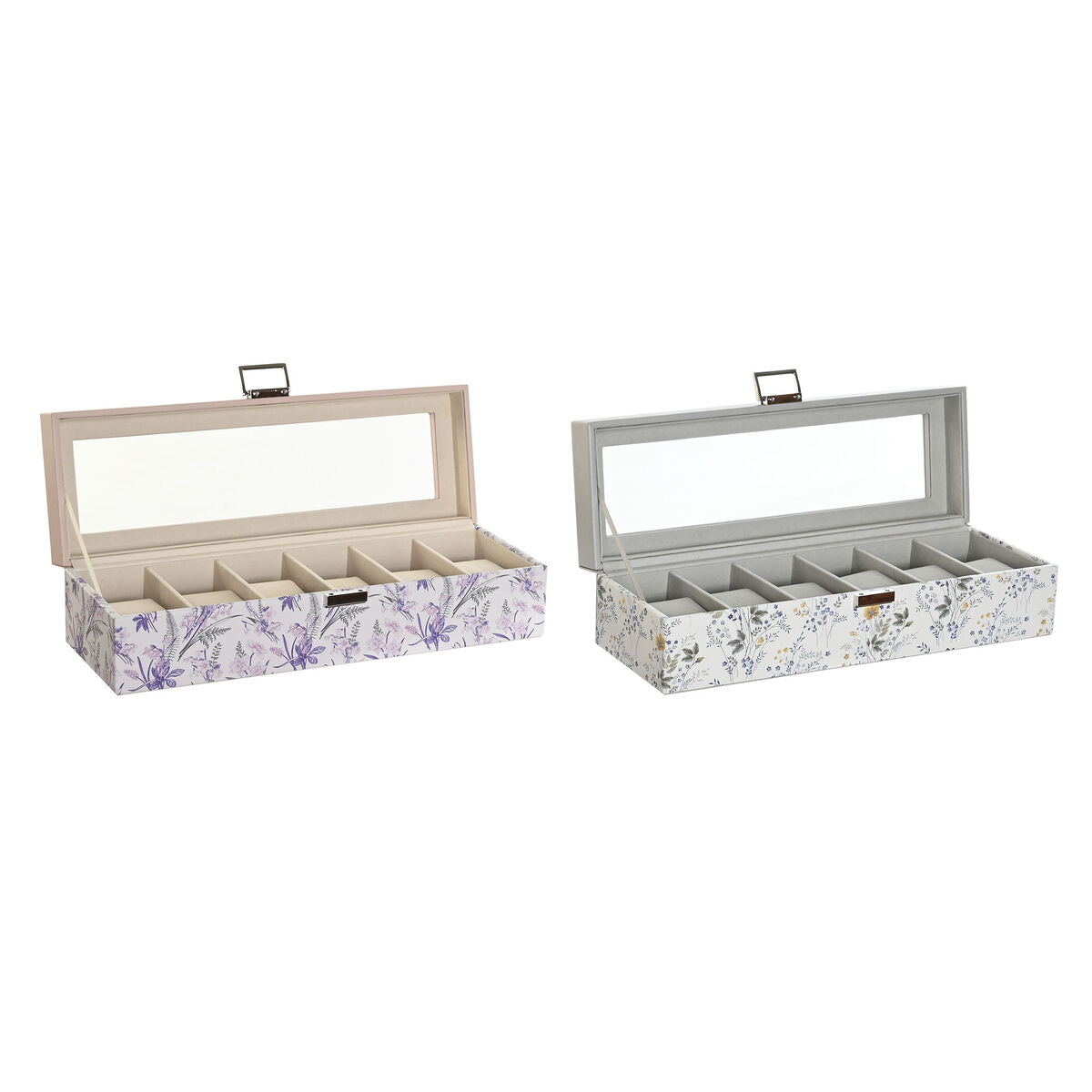 Dkd Home Decor Box For Watches Dkd Home Decor White Grey Lilac Light Pink Crystal 33 X 11 X 9 Cm (2 Units)