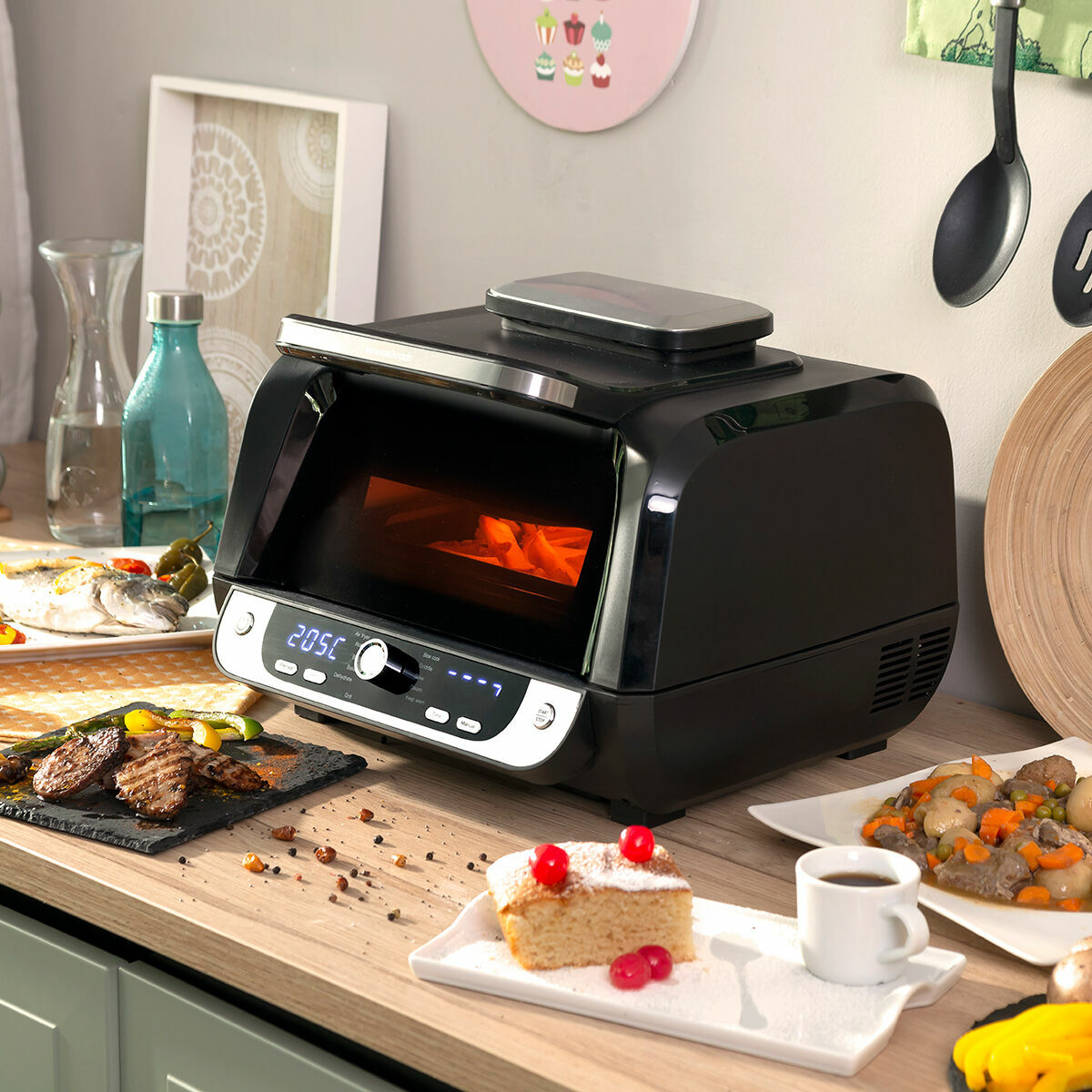 Innovagoods Air Fryer With Grill, Accessories And Recipe Book Innovagoods Fryinn 12-In-1 6000 Black Steel 3400 W 6 L