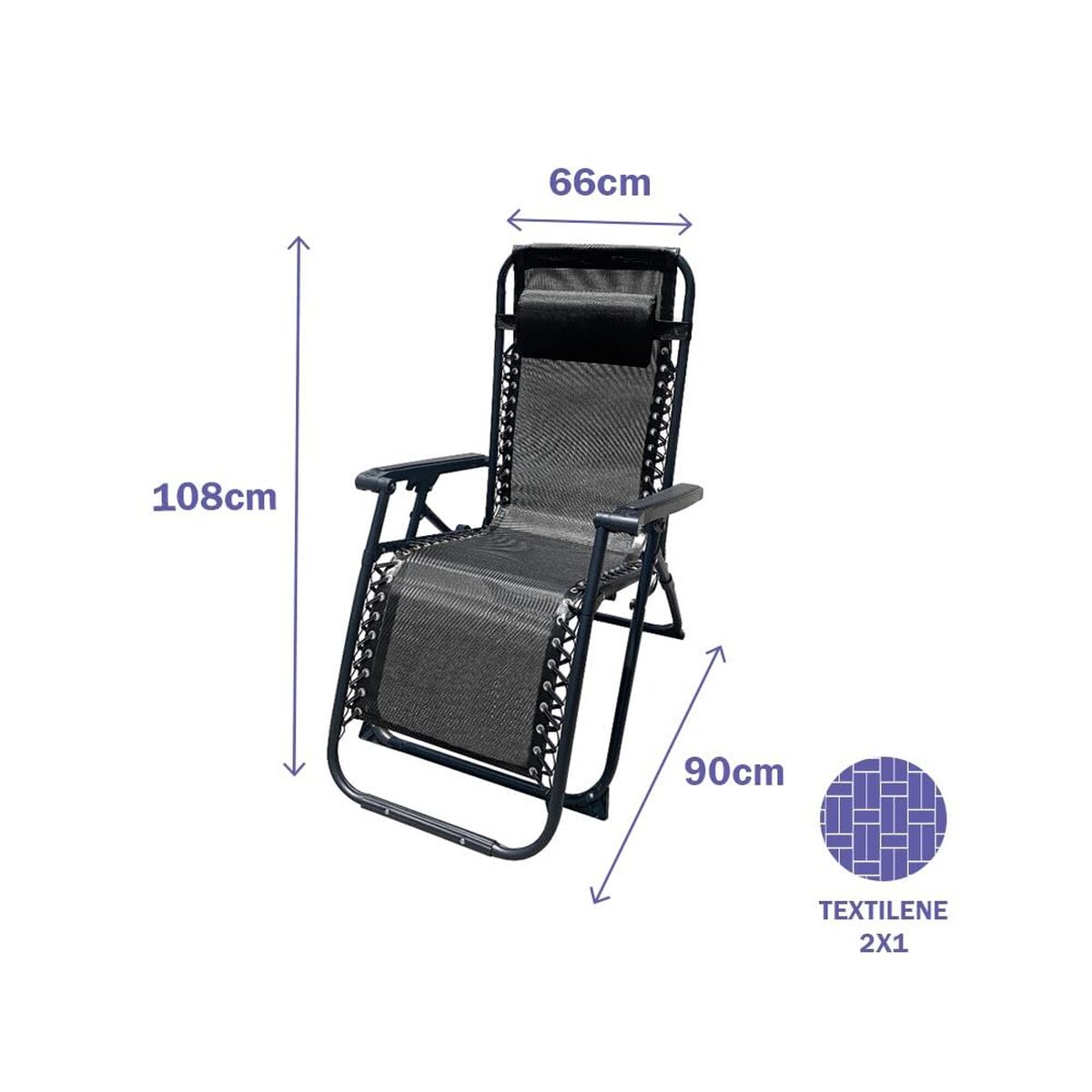 Folding Chair Marbueno Black 90 x 108 x 66 cm