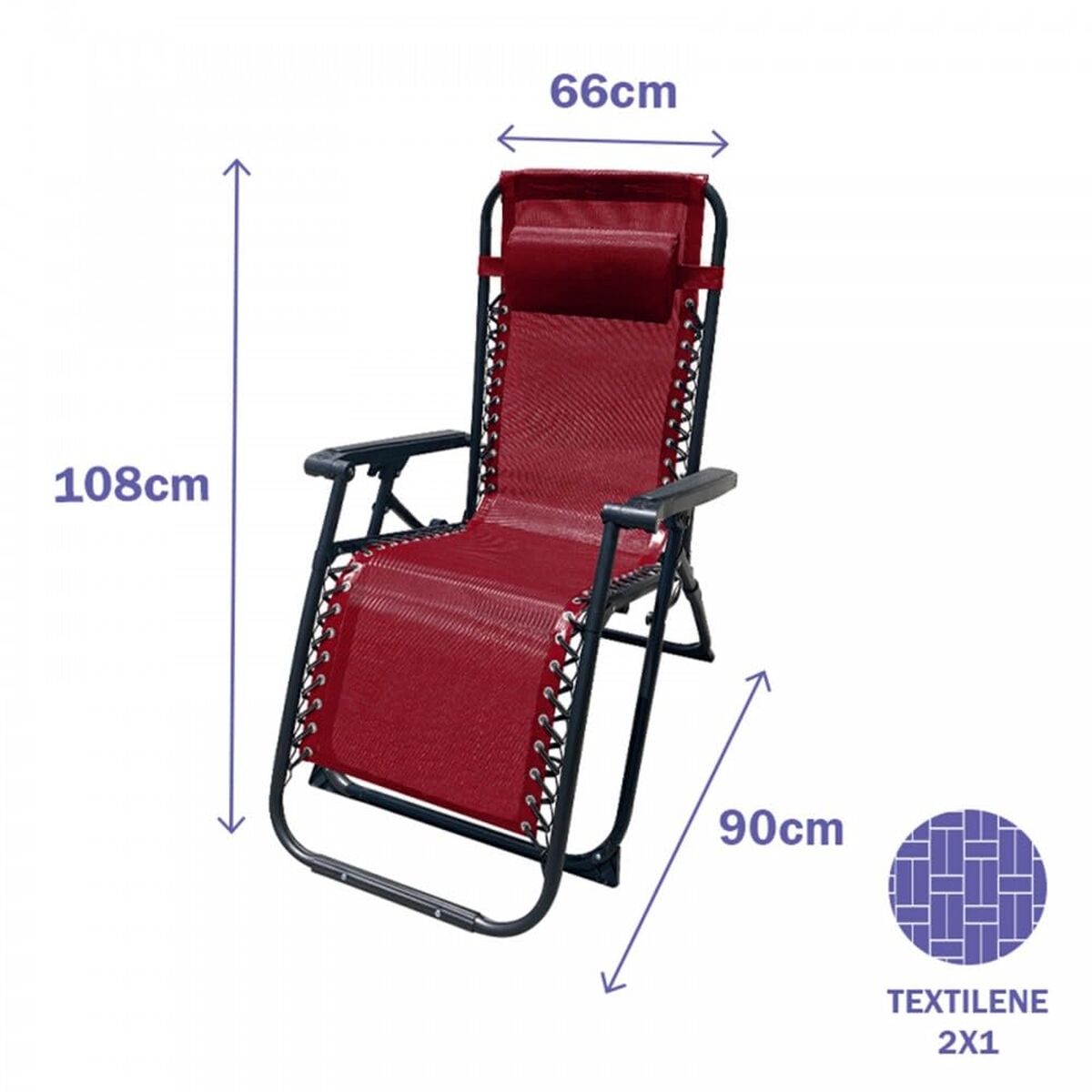 Foldable Camping Chair Marbueno Burgundy 2 Units