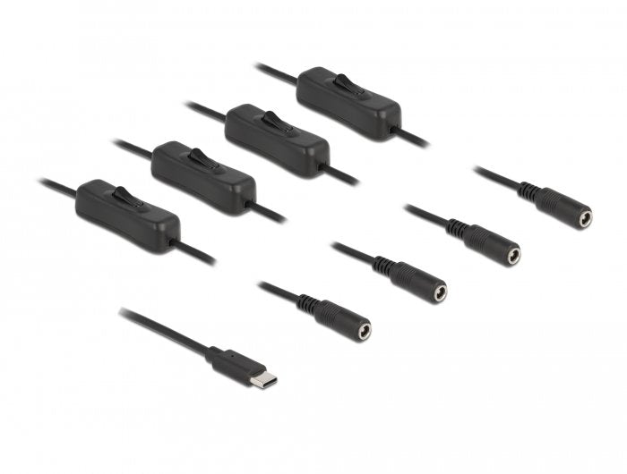 Delock USB Cable Type-c™ Male a 4 X DC 5,5 X 2,1MM Female With Switch 1M