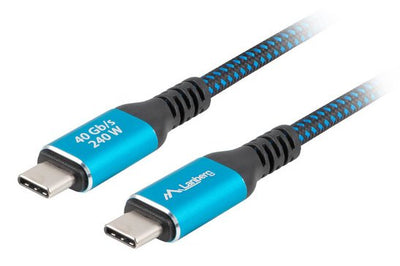 Lanberg USB Cable -c 4.0 Male/Male 2M 240W 8K 60HZ Black/Blue — image 1
