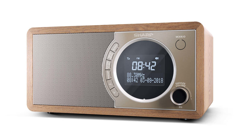 Sharp Radio DR-450(BR) Digital Fm Dab +, Bluetooth 4.2, Alarm Function, Brown