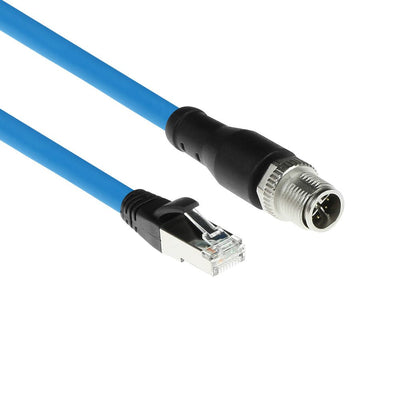 Industrial 3.00 Meters Sensor Cable M12X 8-PIN Male Chassis To RJ45, Superflex Sf UTP Tpe Cable Shielded — image 1