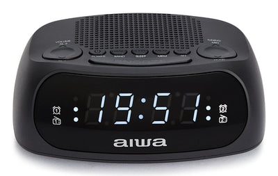Aiwa Radio Despertador CR-09J Am/Fm Double Alarm Battery Respaldo Black — image 1