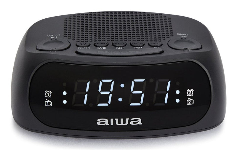 Aiwa Radio Despertador CR-09J Am/Fm Double Alarm Battery Respaldo Black