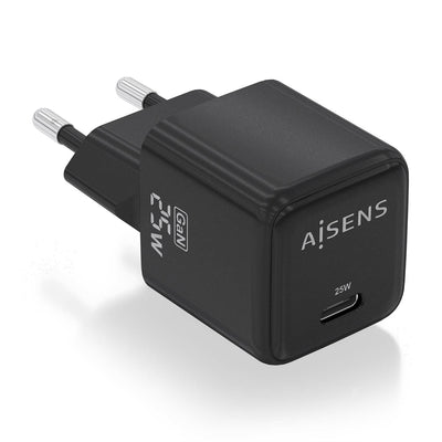Aisens Charger GaN 25W - 1x USB-C PD 3.0 QC4.0 - Black — image 1