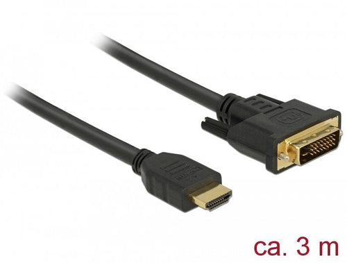 Delock HDMI Cable -a Male DVI 24 + 1 Male 3,0M — image 1