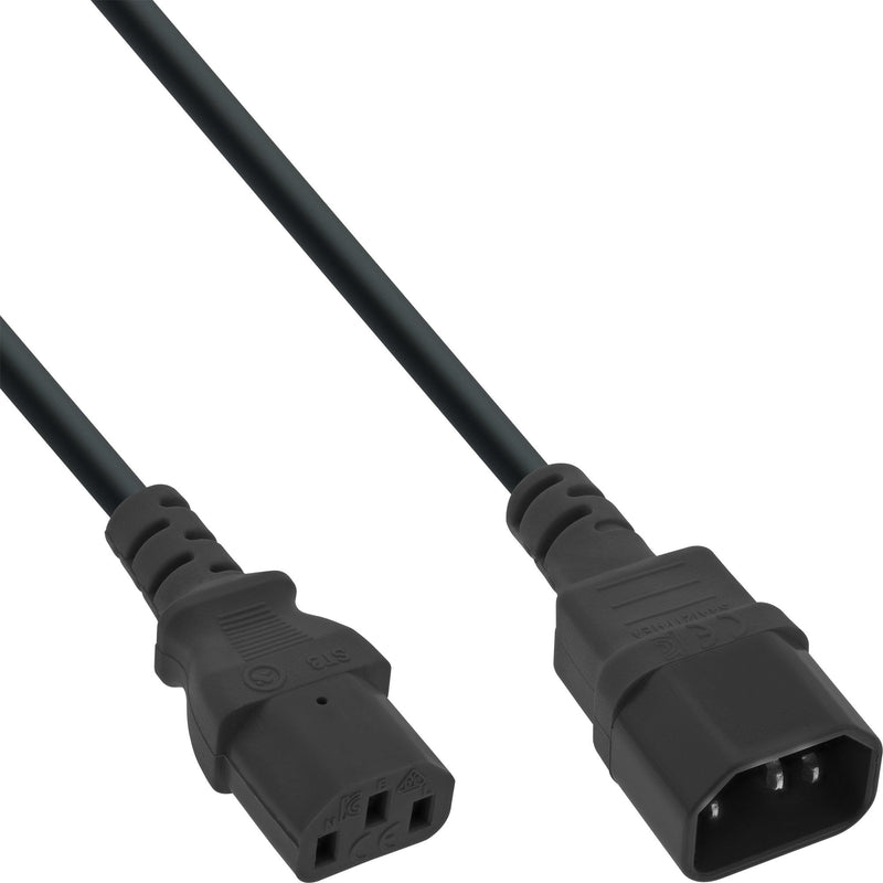 Inline Cable Power 3 Pines IEC C13 a C14 Male a Female Black 5M