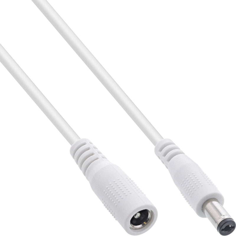 Inline Cable Extensión Cc , Plug Cc Male/Female 5,5X2,1MM, Awg 18, White 5M