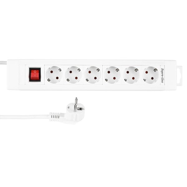 Rev Steckdosenleiste 6-FACH 2,4M Supraline M. Switch White Power Strip