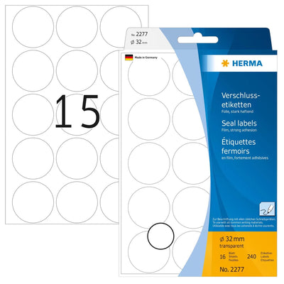 Herma Seal Labels Transparent 32 16 Sheets 111X170 240 Pcs. 2277 Labels — image 1
