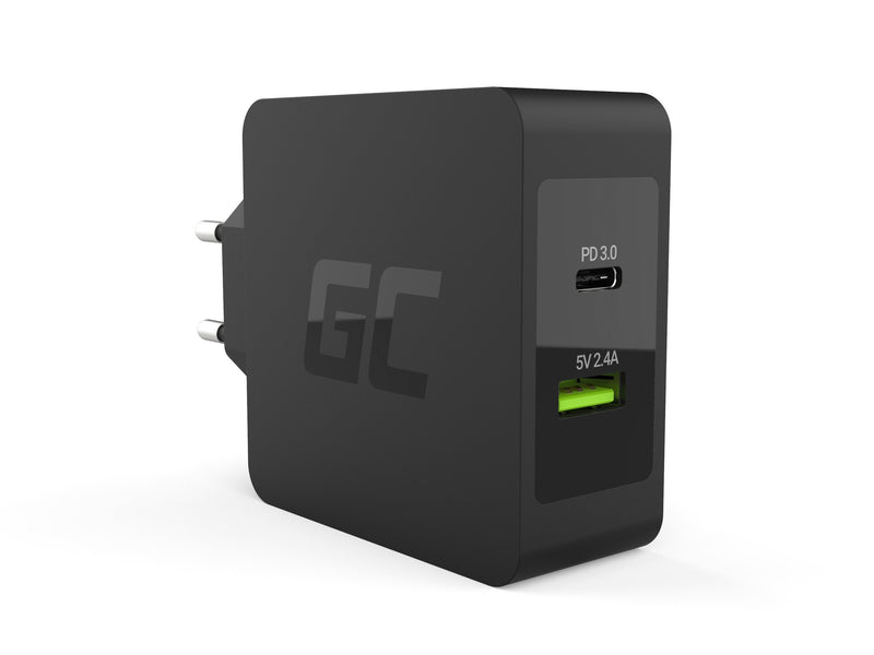 Charger Network Stool Greencell Qc 1XTYPE C + 1x USB Without Cable 45W Black