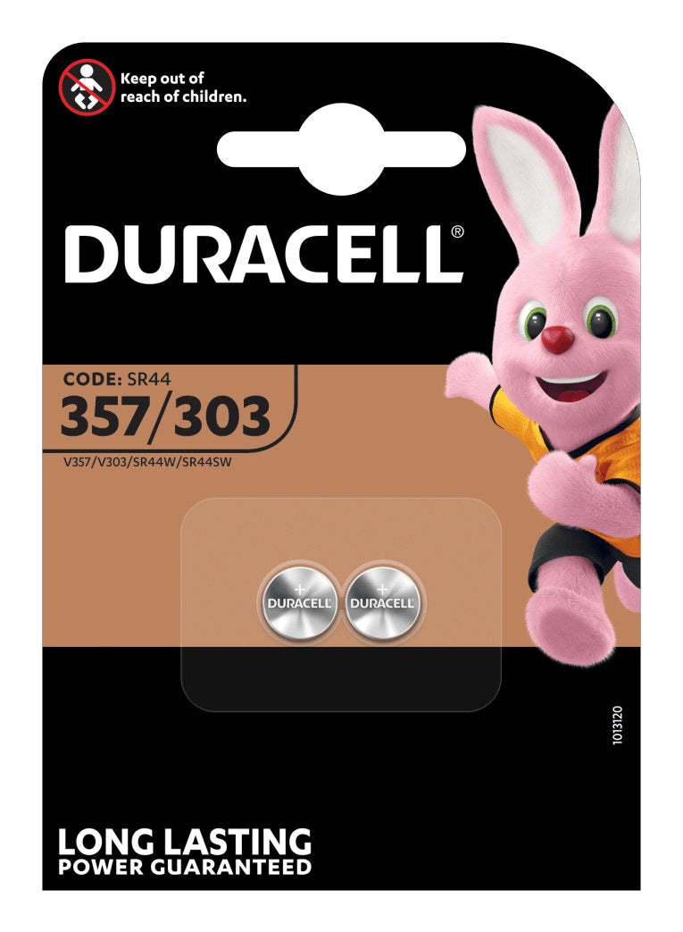 Duracell Batteries Button/Moneda 303/357, Oxido Silver 1,5V, 2 Pieces SR44