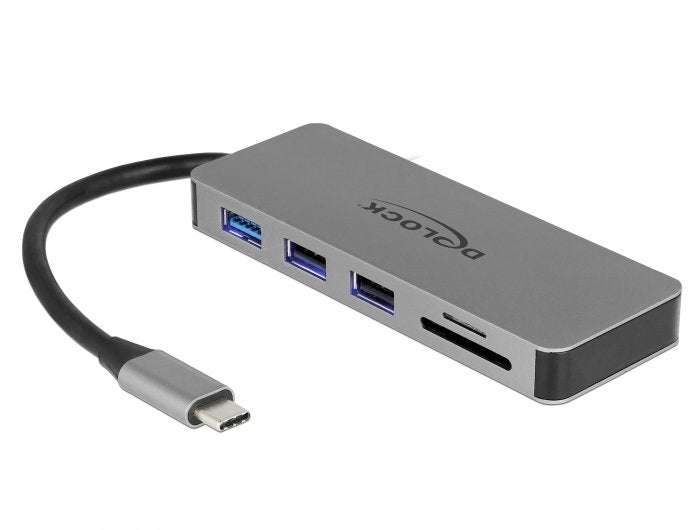 Delock 87743 Hub Interfaz USB 3.2 Gen 1 (3.1 Gen 1) Type-c Grey Estación Acoplamiento Grey USB 3.2 Gen 1 (3.1
