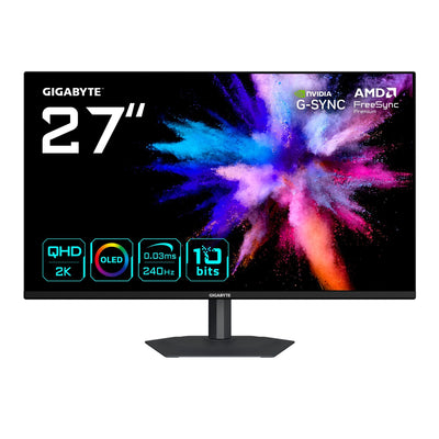 Gigabyte Monitor Gaming GO27Q24A Qd-oled 27 Black Qhd, Hdmi, Dp, G-sync Compatible Freesync Premium, 240HZ Pan — image 1