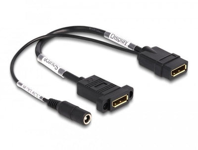 Delock DisplayPort Cable 4K 60 HZ With DC Einspeisung 2,1 X 5,5MM 0,30M Zum Einbau — image 1